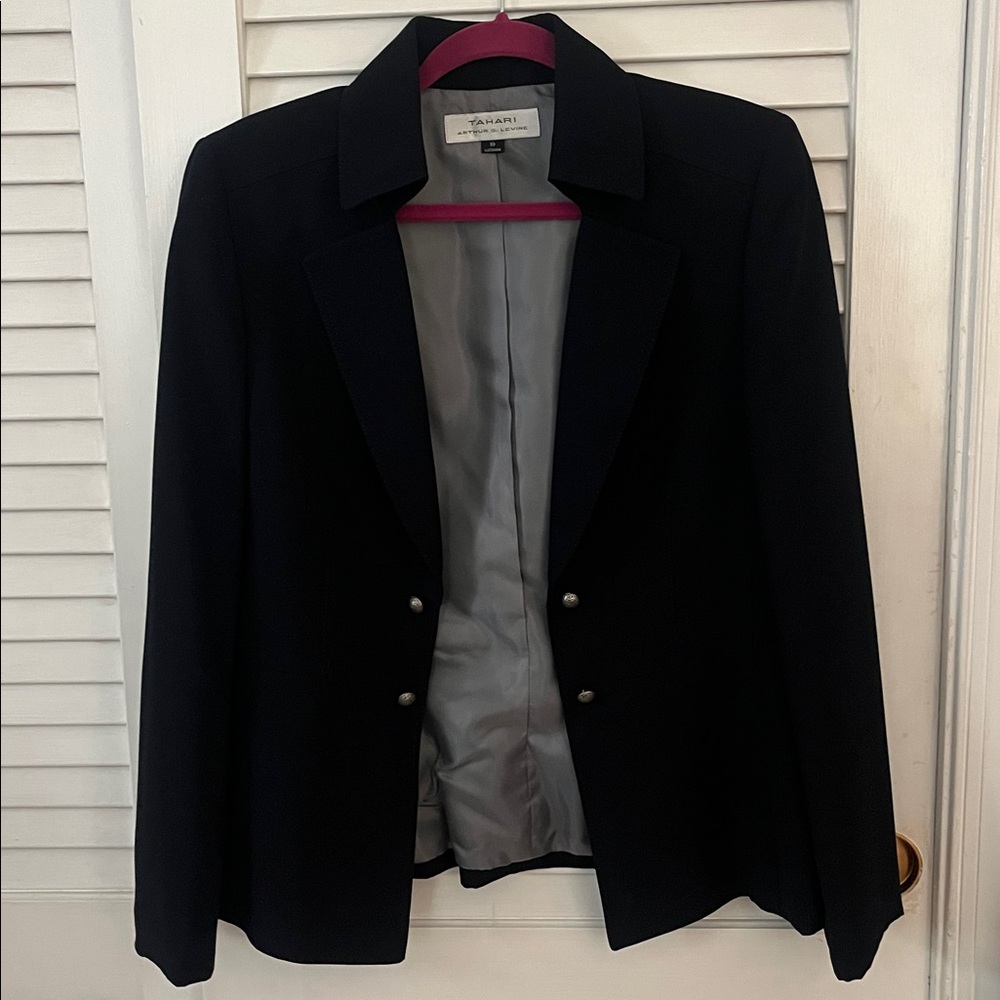 Navy Blazer with Silver Vintage Buttons Tahari